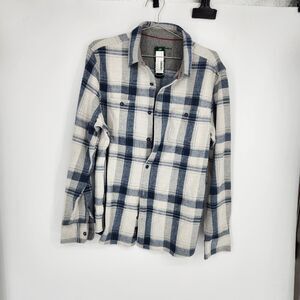 Flag & Anthem Men's Blue White Large Tilton Hero Knit Flannel Shirt NWOT